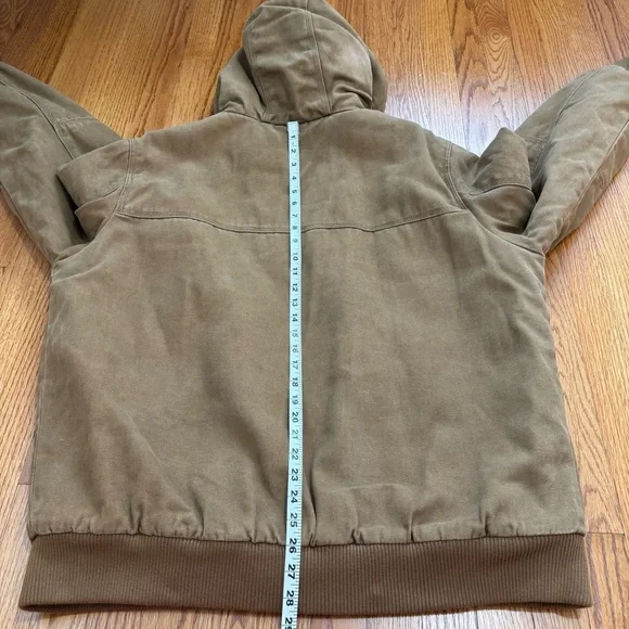 Levi’s Sherpa lined Workwear Brown Washed Canvas Outdoor winter Bomber Jacket XL - Picture 14 of 16